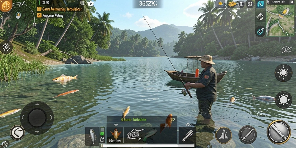 Screenshot gameplay 365ZK menampilkan suasana memancing yang menakjubkan.