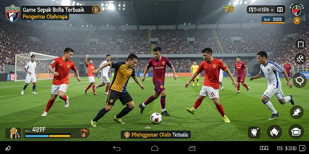 Screenshot gameplay 47F yang menampilkan aksi sepak bola seru.