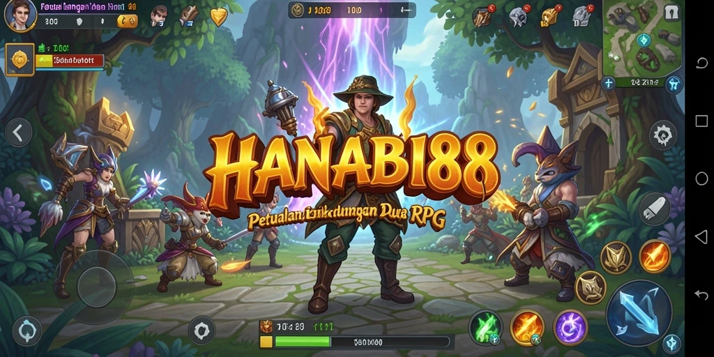 Screenshot gameplay HANABI88 yang menampilkan pertarungan epik dalam dunia RPG.